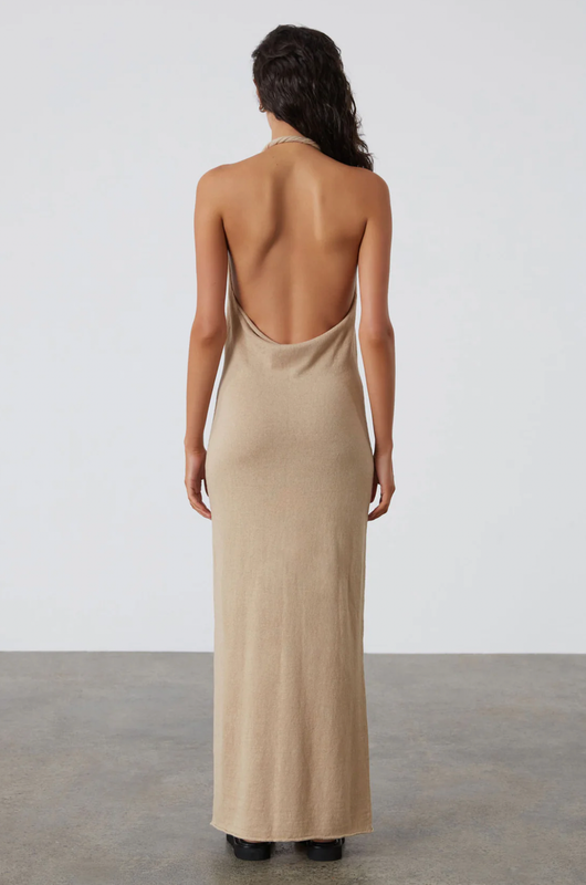 Linen Blend Knit Dress - Camel