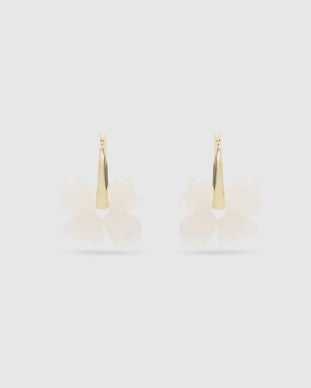 Glass Flower Earrings - Frosted Glass/Gold