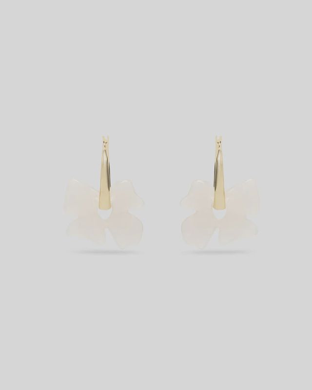Glass Flower Earrings - Frosted Glass/Gold