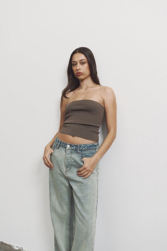 Lima Strapless Top - Mushroom