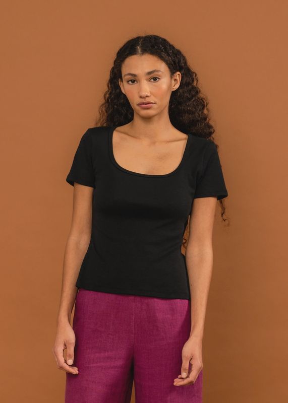 Chloe Tee - Black Rib