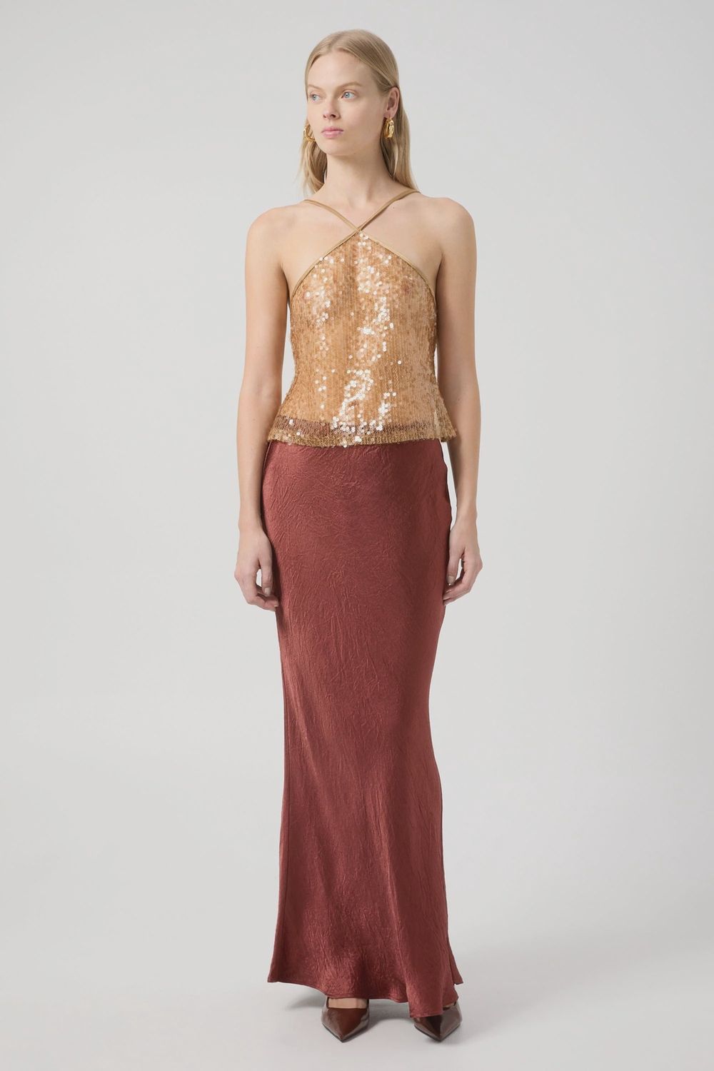 Crush Bias Maxi Skirt - Shiraz
