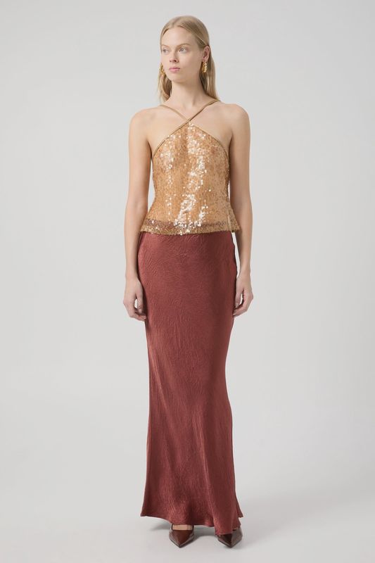 Crush Bias Maxi Skirt - Shiraz