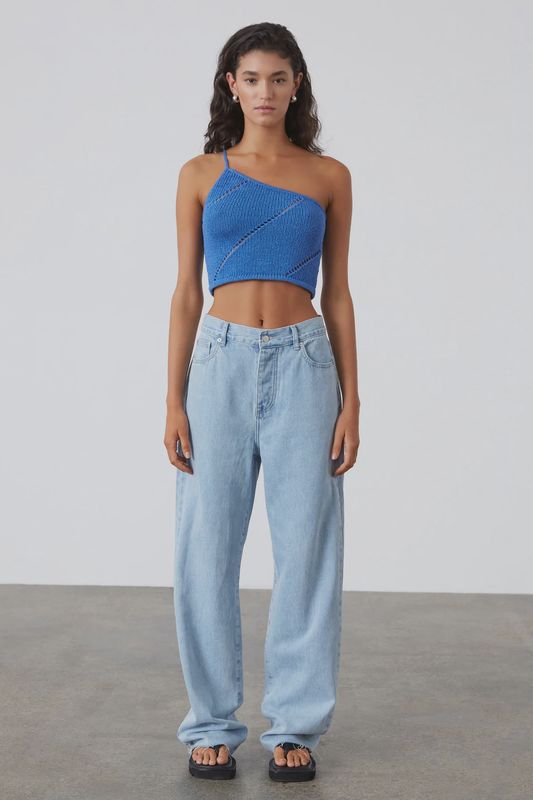 Lattice Knit Top - Ocean Blue