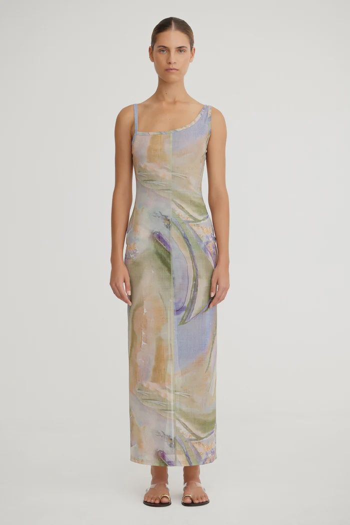 Ayda Midi Dress - Lavender Marble