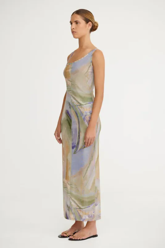Ayda Midi Dress - Lavender Marble