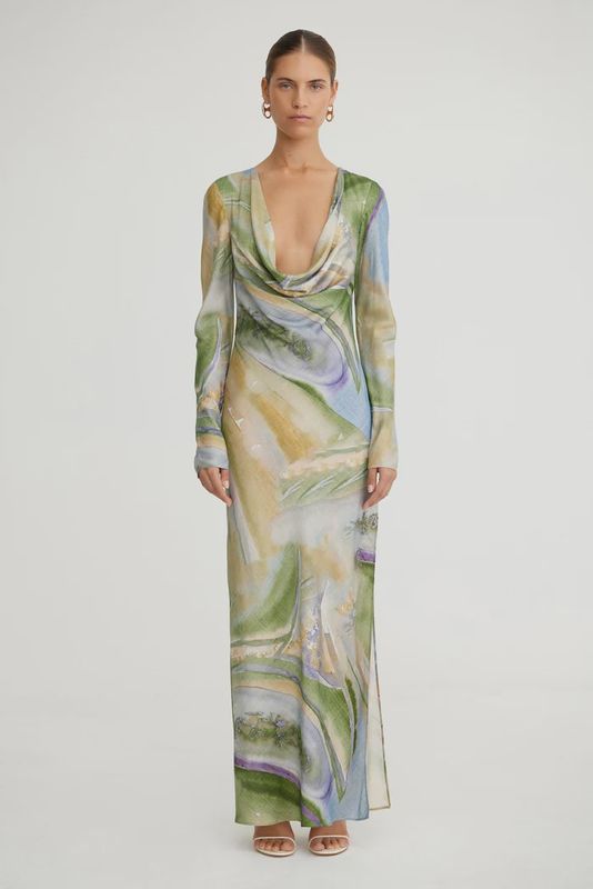 Bianca Long Sleeve Dress - Lavender Marble