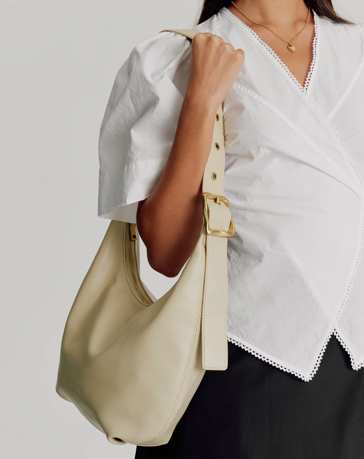 Large Everyday Croissant Buckle Bag - Cashew