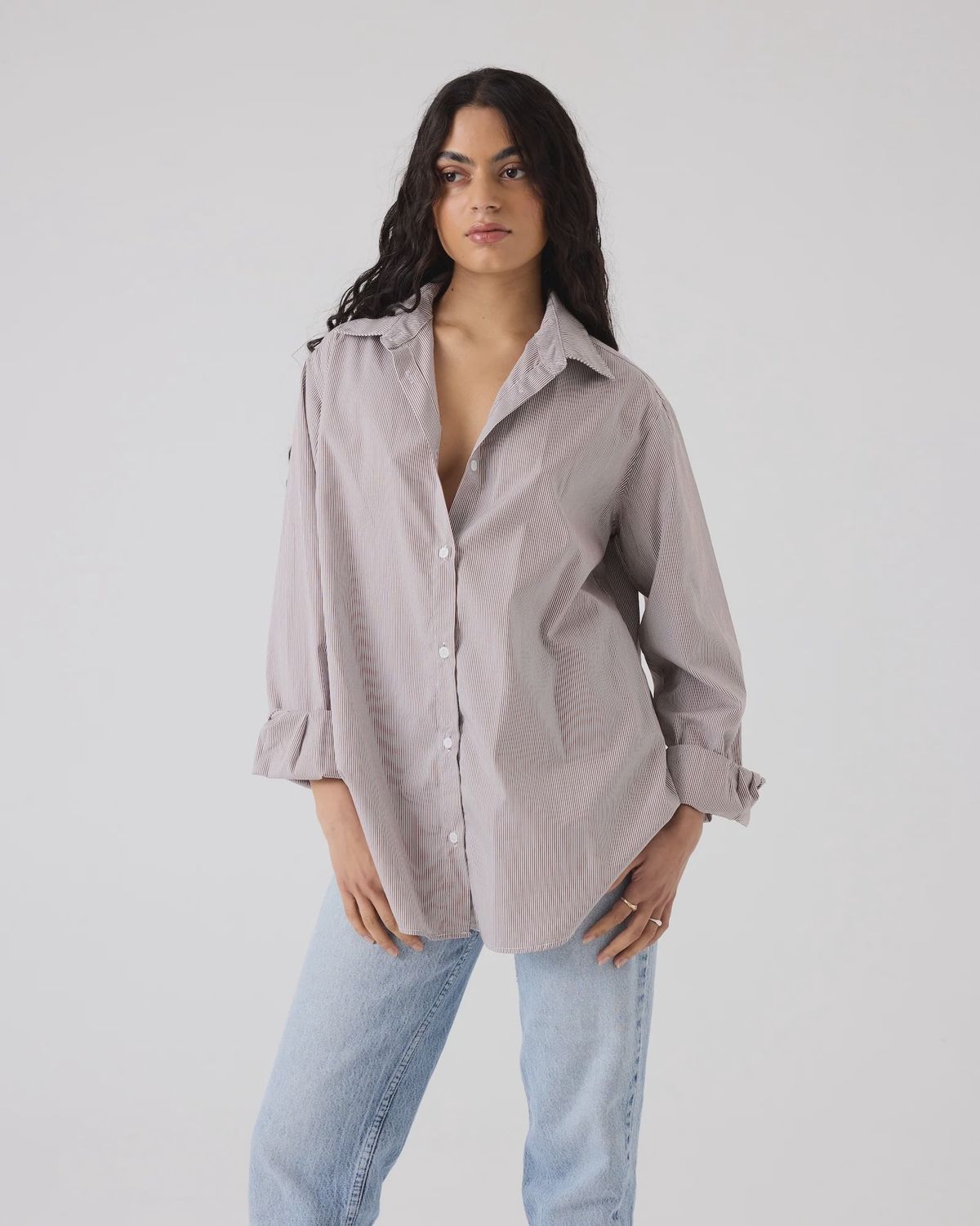 Sienna Shirt - Fine Chocolate Stripe