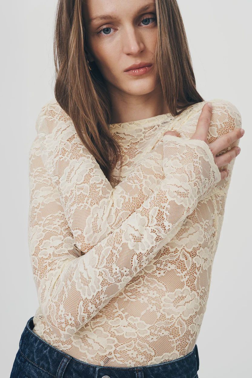 Tonya Rose Lace Top  - Creme