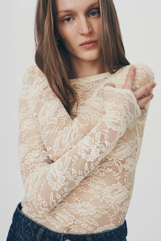 Tonya Rose Lace Top  - Creme