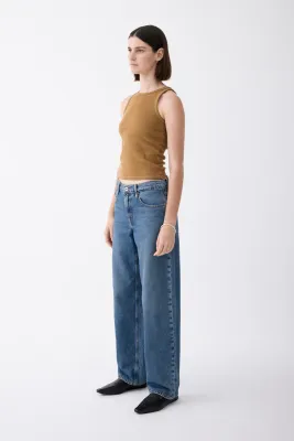 Avril Mid Slouchy Wide Jean - Moment Mid Blue