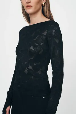 Samantha Lace Top - Noir