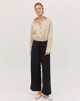 The Drawstring Tailored Pant - Black