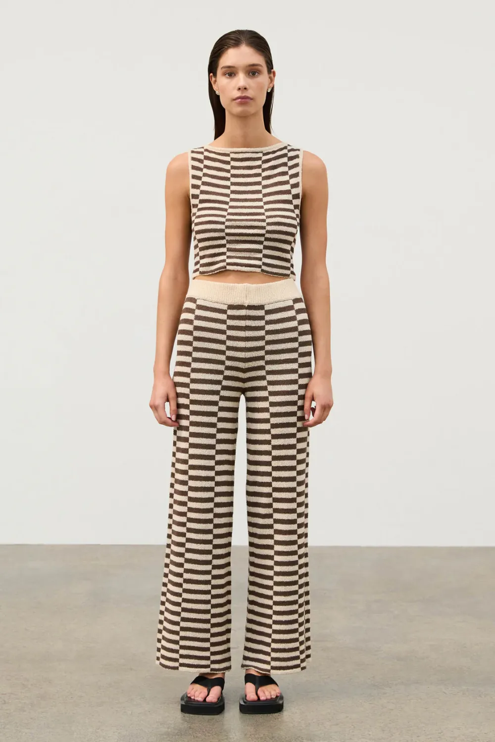 Cocoa Grid Textured Knit Pant