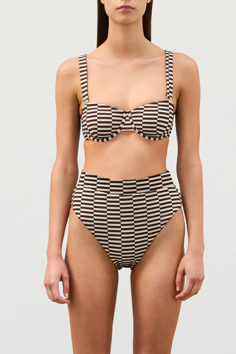 Cocoa Grid Textured Balconette Bra Cup