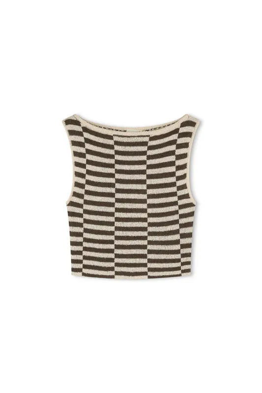 Cocoa Grid Textured Knit Top