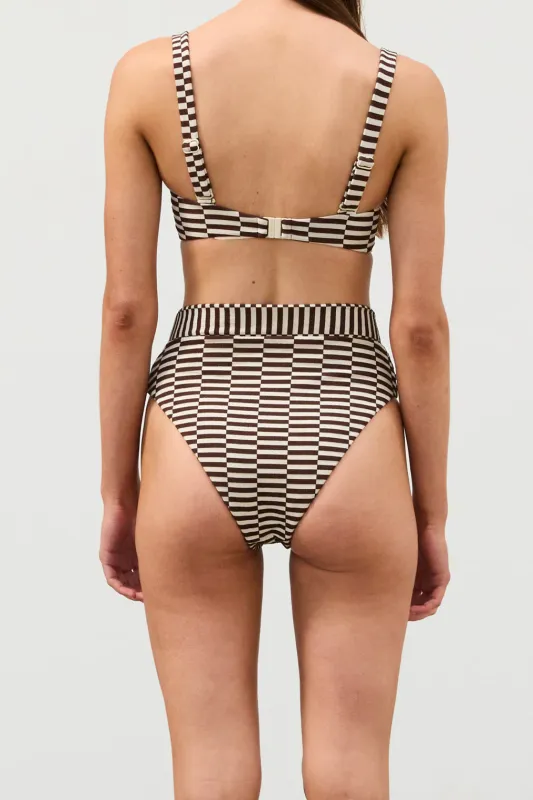 Cocoa Grid Textured Balconette Bra Cup