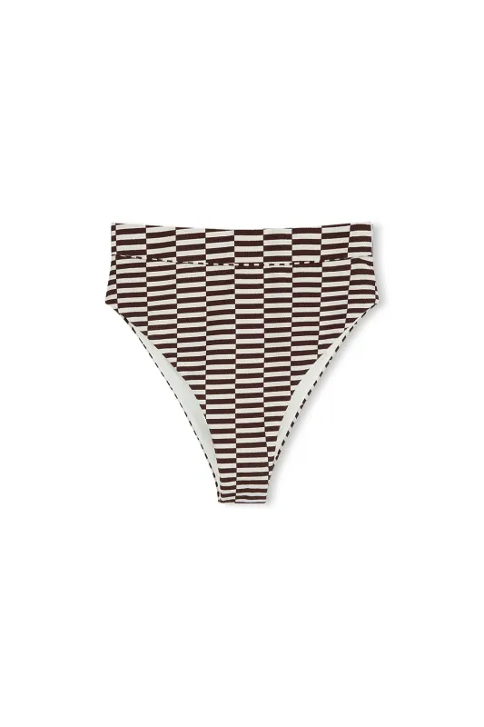 Cocoa Grid Textured High Cut Brief