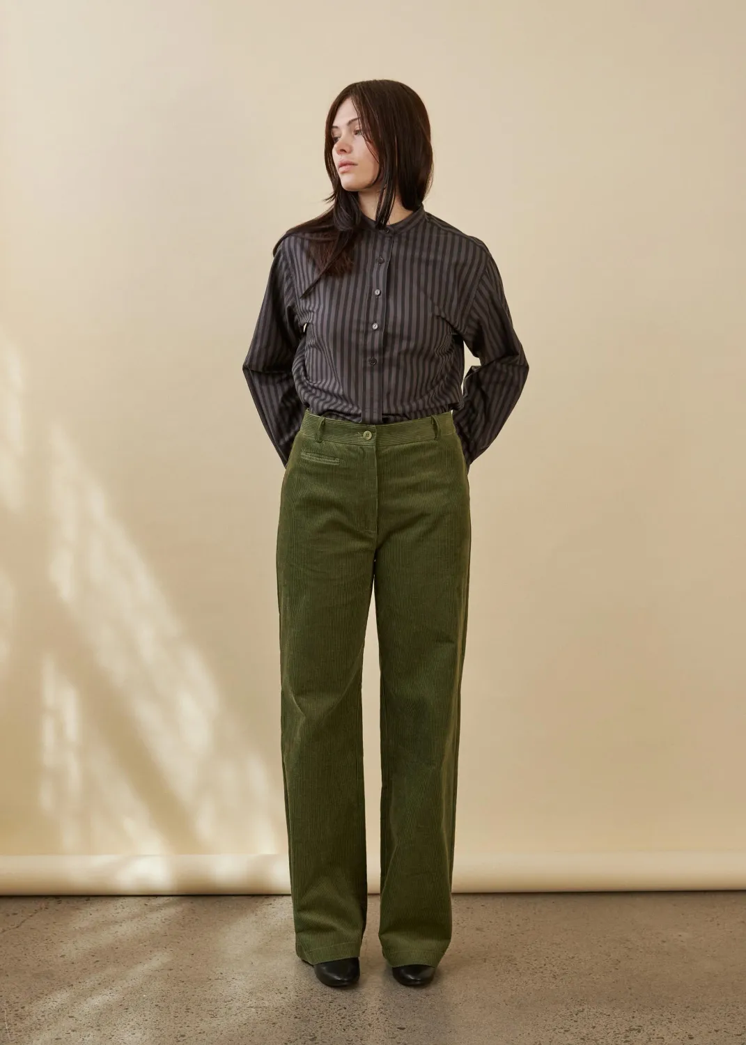 Audrey Cord Trouser - Artichoke