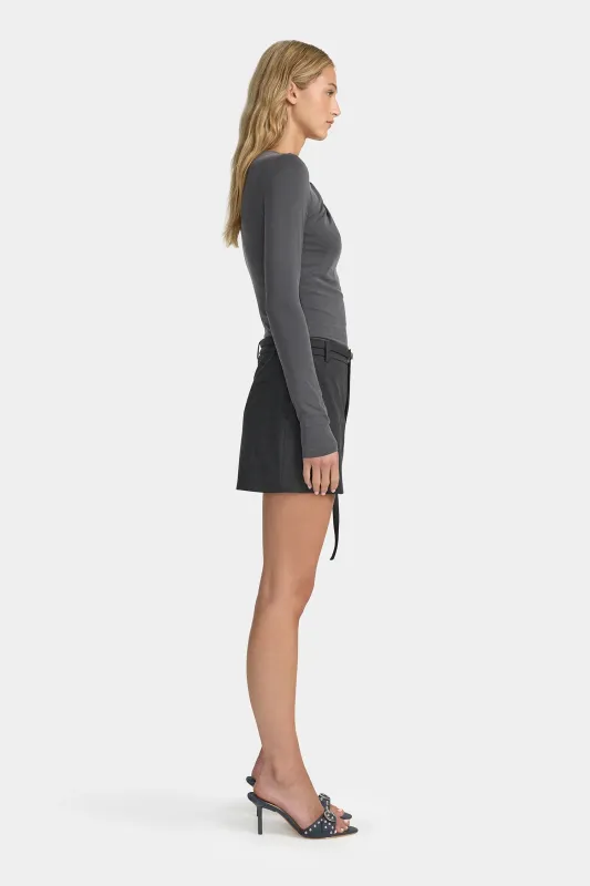 Isobel Jersey Top - Charcoal