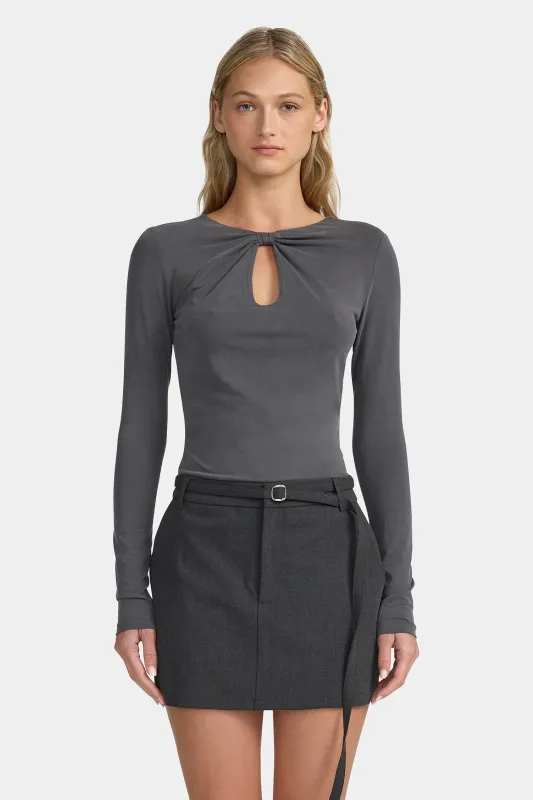 Isobel Jersey Top - Charcoal