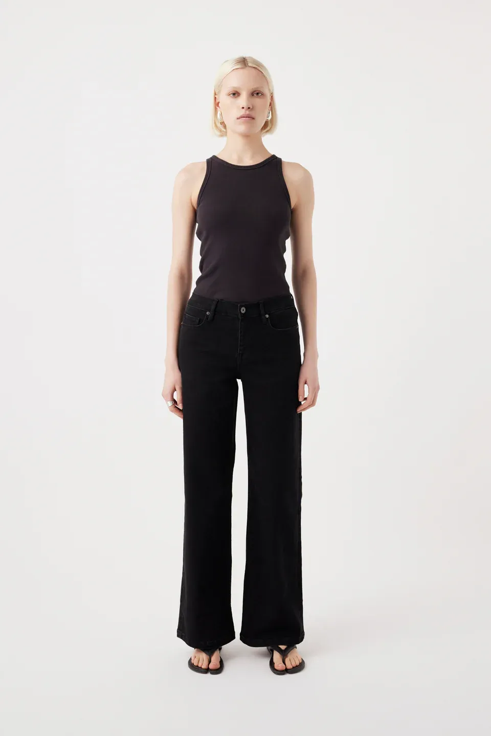 Mia Mid Wide Leg Jean - Black