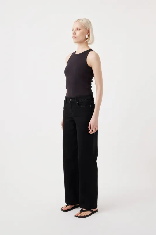 Mia Mid Wide Leg Jean - Black