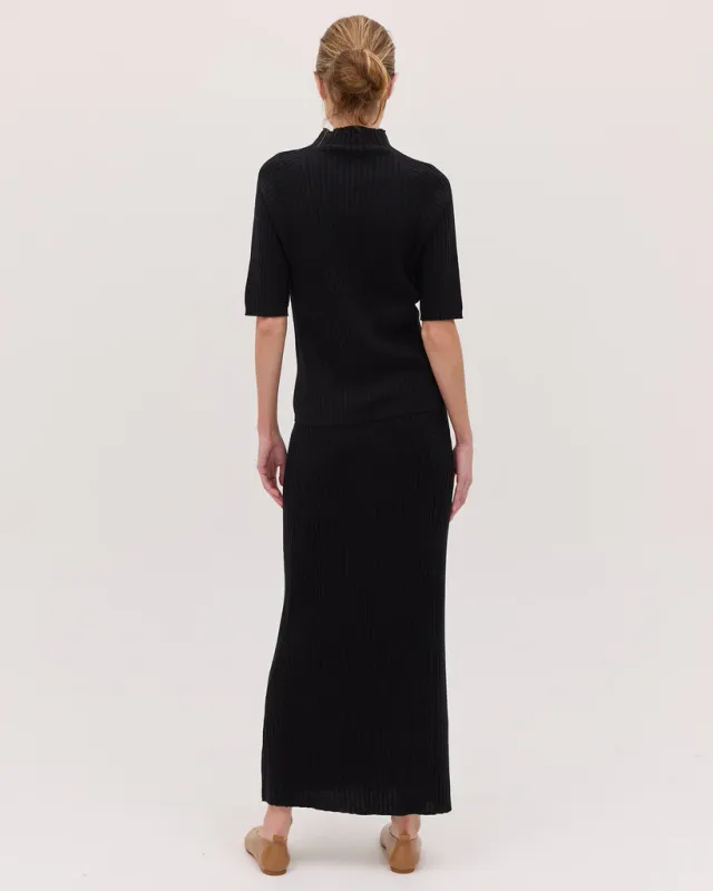 The Rib Knit Skirt - Black