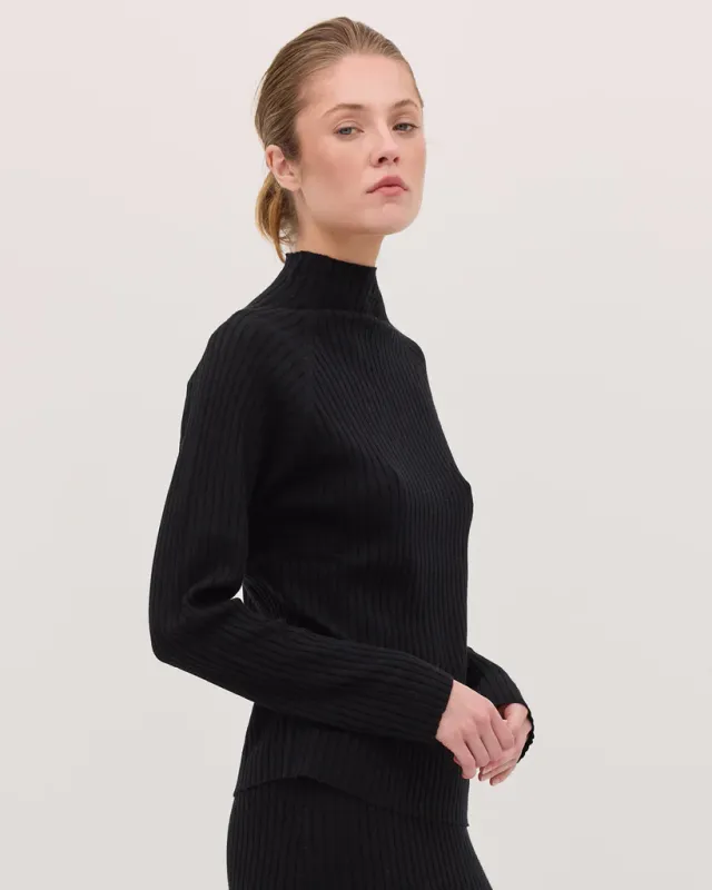 The Rib Knit Long Sleeve - Black