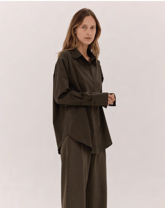 The Split Back Shirt - Dark Olive