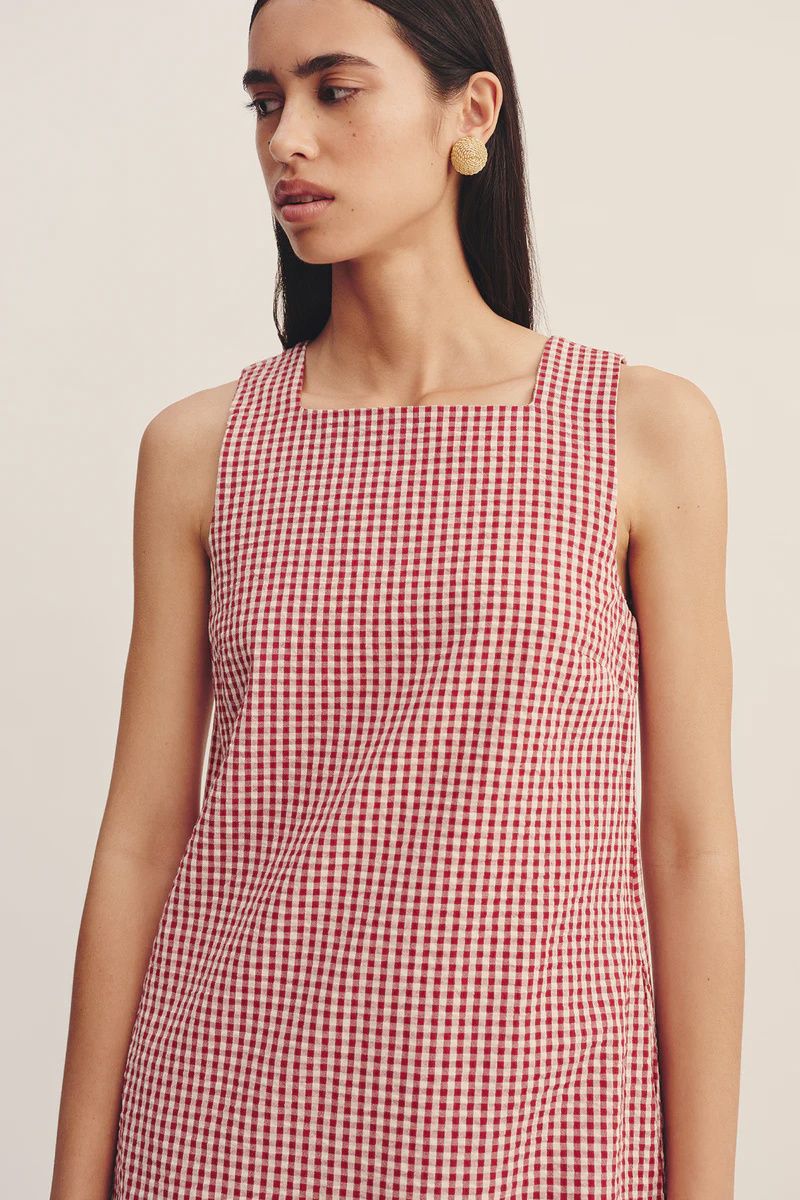 Emma Shift Dress - Red Gingham
