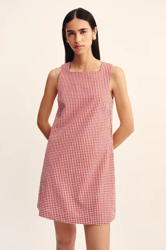 Emma Shift Dress - Red Gingham