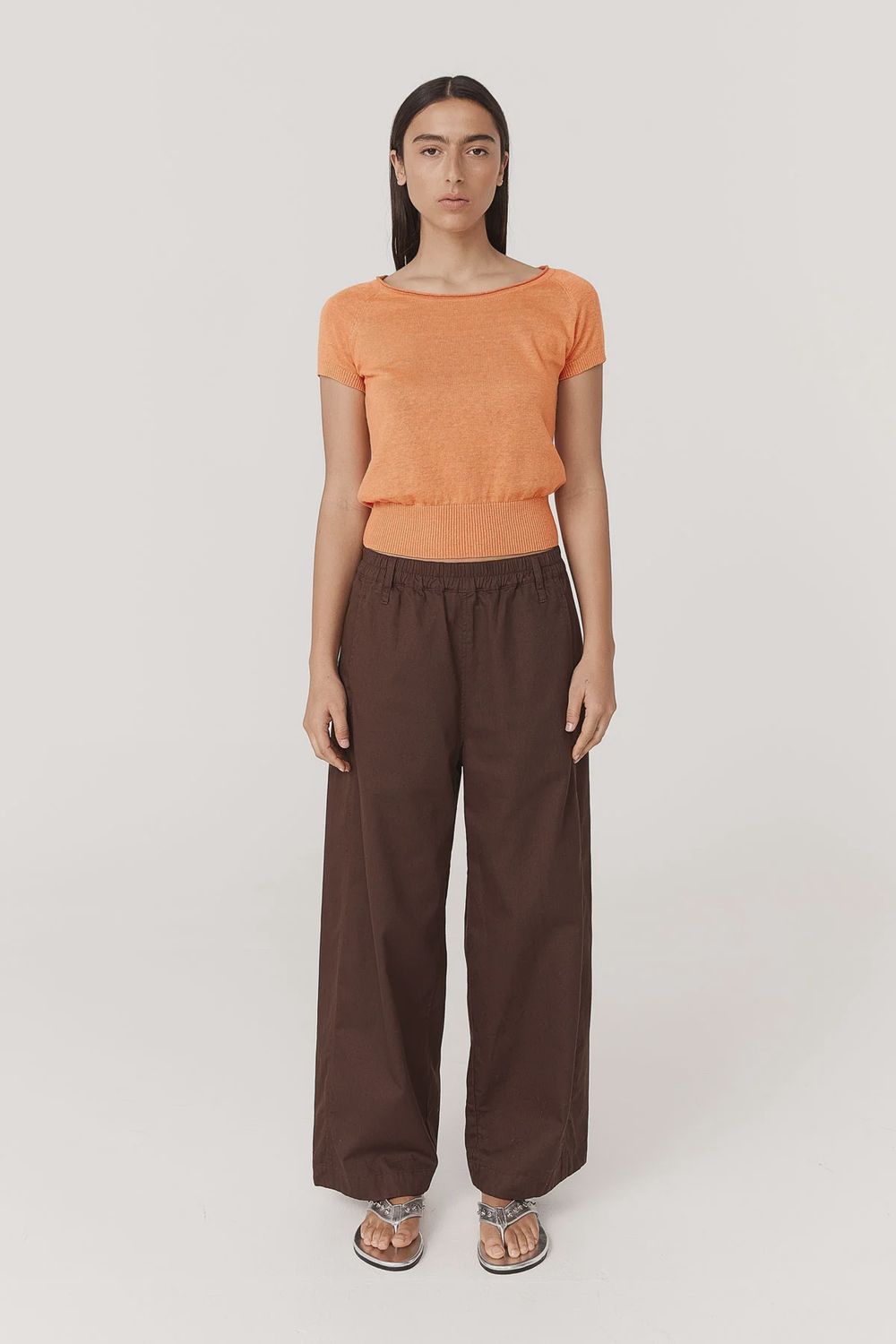 Maryanne Barrel Leg Pants - Chocolate Brown