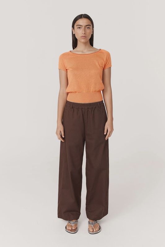 Maryanne Barrel Leg Pants - Chocolate Brown