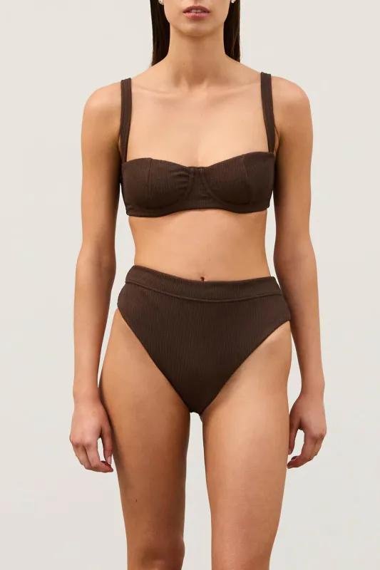 Cocoa - Textured High Cut Brief