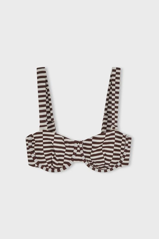 Cocoa Grid Textured Balconette Bra Cup