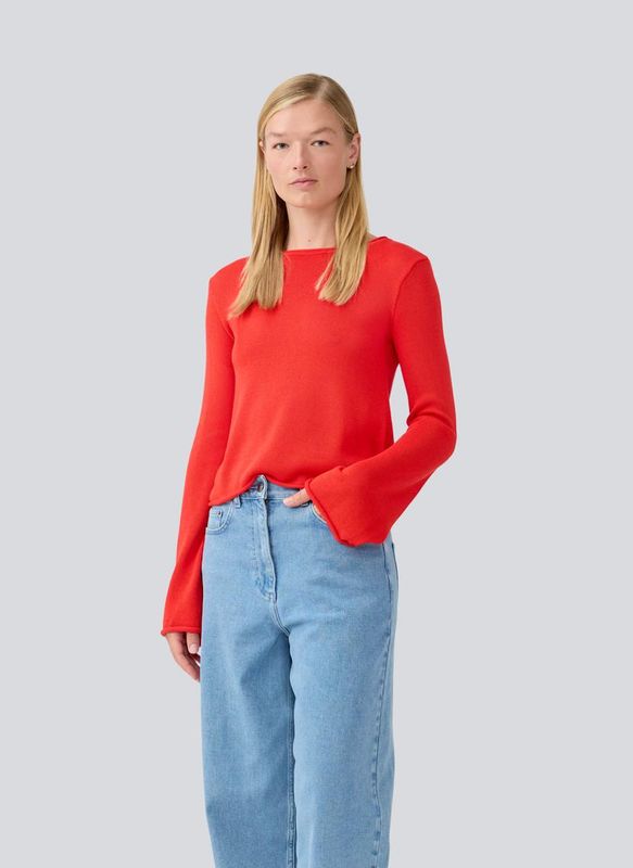 Ivonne Flared O Neck - Fire Red