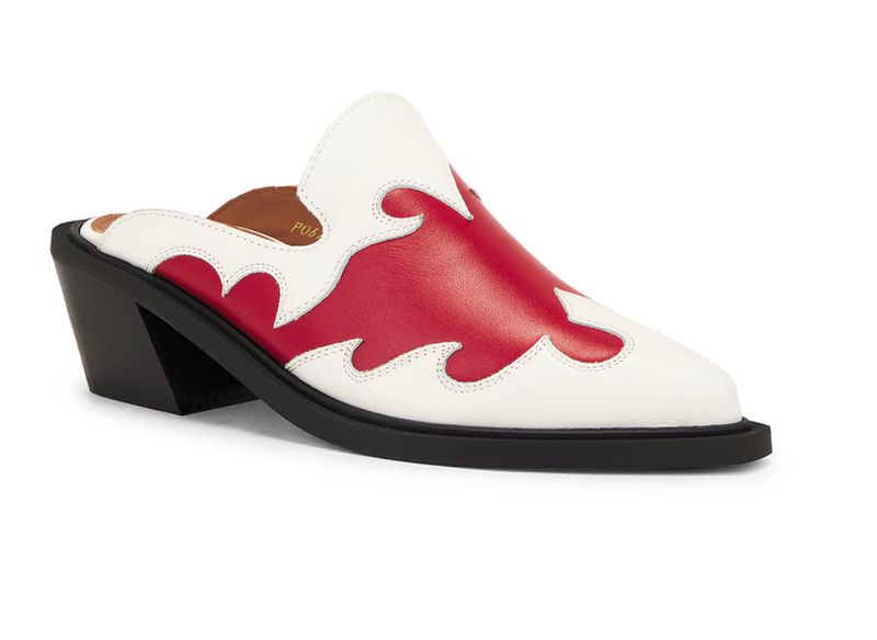 Weston Bicolor Leather Mules - Red / Cream