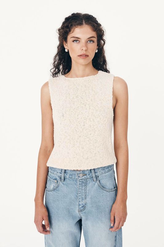 Catalina Knit Tank - Creme