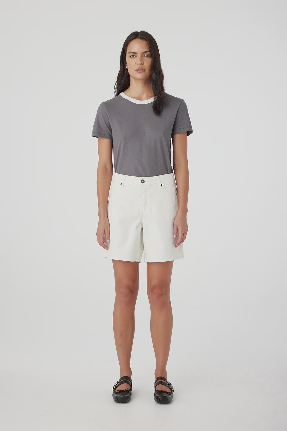 Martha Mid-Rise Long Short - White