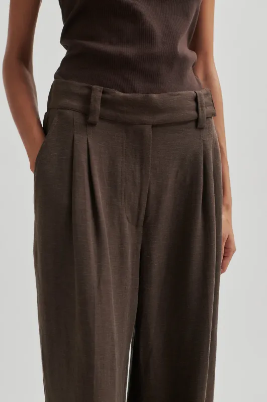 Lino Trousers - Chocolate Brown