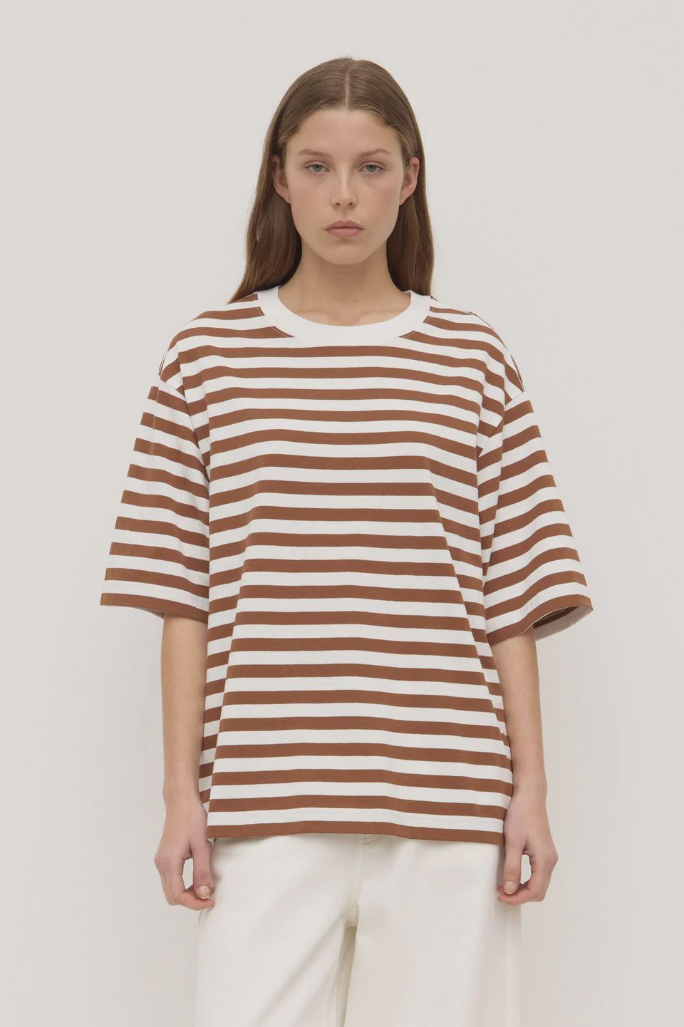 Monte Stripe Cotton Tee - Earth / Antique White