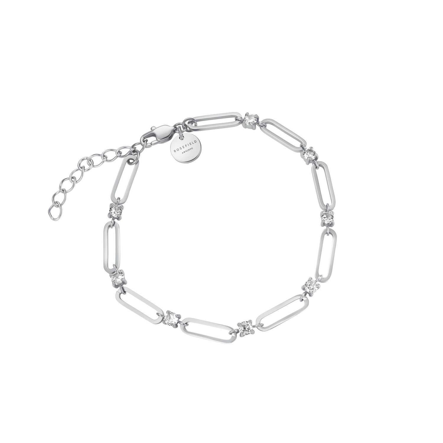 Crystals Paperclip Bracelet - Silver
