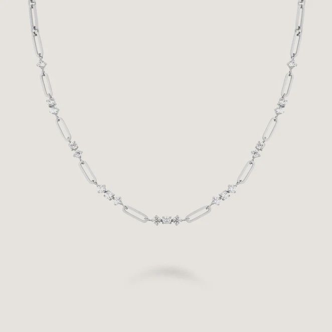 Graduated Crystal Necklace - Silver