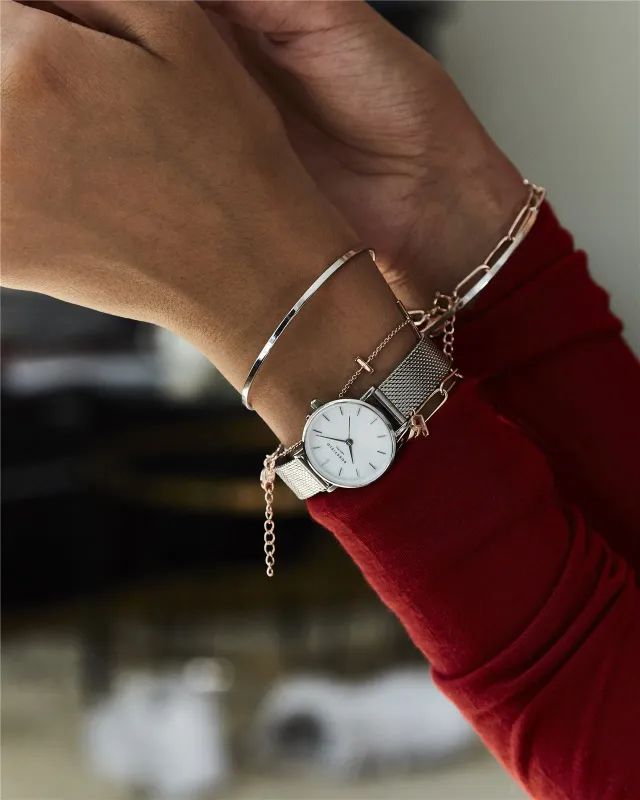 Small Edit Mesh Watch - White/Silver