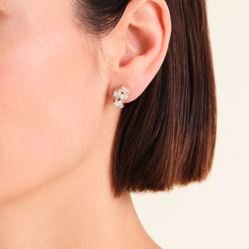 Playful Crystal Cluster Studs - Gold