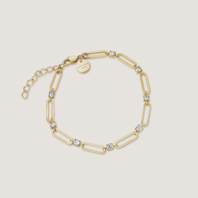 Crystals Paperclip Bracelet - Gold
