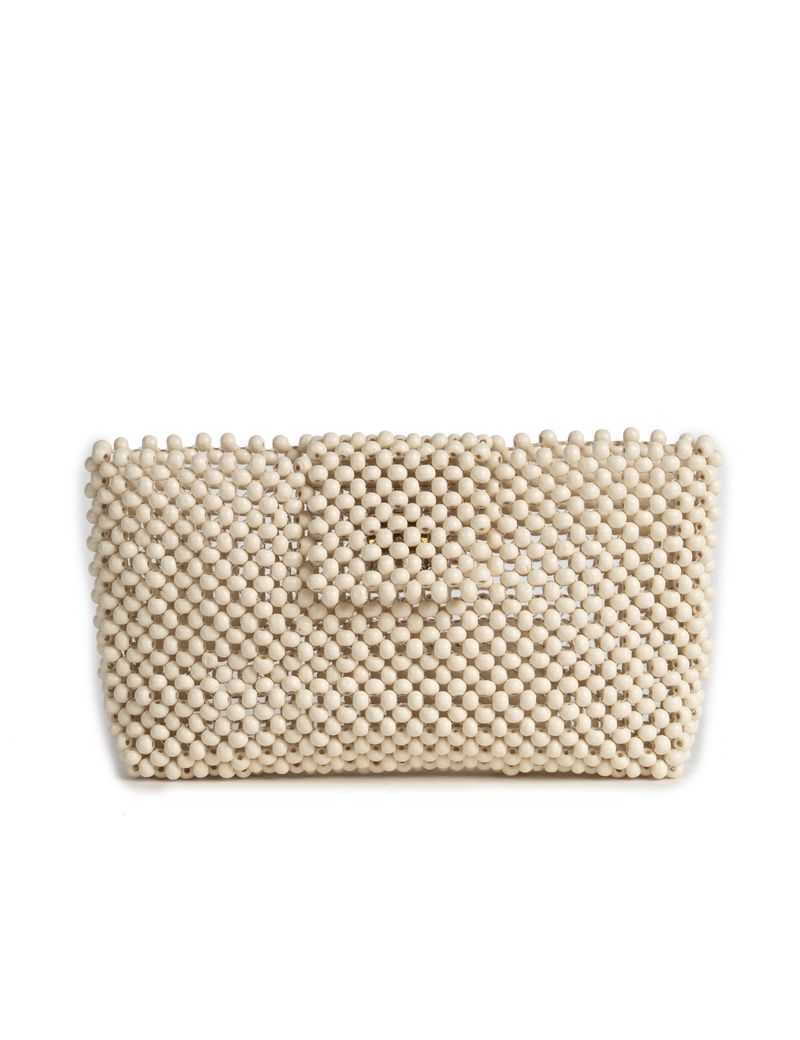 Beaded Clutch - Bone