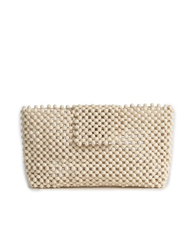 Beaded Clutch - Bone